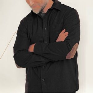 Men's Gray Shirt with Tan Elbow Patches